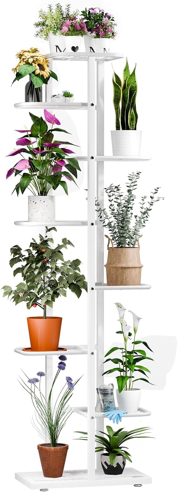 8 Layers Plant Stand Indoor, Plant Display Shelves for Indoor Plants, Corner Flower Stand for Living Room, Multi-Layer Metal Frame PlantS Shelf White 8 Layers