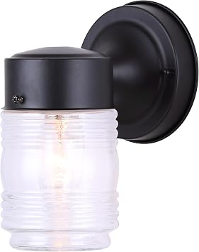 Canarm 1-Light Outdoor Lantern, Black Finish with Clear Glass, Classic Durable Outdoor Wall Lighting for Porch and Patio, Wet-Rated