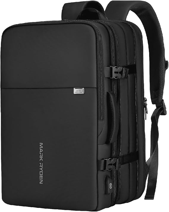 MARK RYDEN Travel Backpack for Men, 40L Carry On Backpack, Water Resistant 17.3 Inch Laptop Backpack with USB Charging Port for Business Work College Weekender Travel-Black