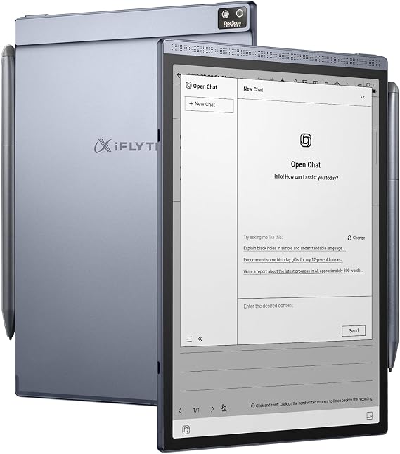 iflytek AINOTE Air 2, 8.2" AI E Ink Tablet, Smart Paper Note-Taking Tablet with Stylus & Adjustable Light, Multi-Language Transcription, Meeting Minutes Schedule Management