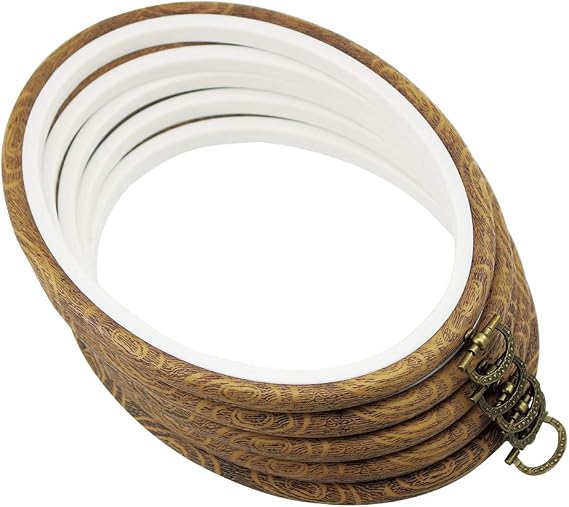 guofa 7'' Oval Embroidery Hoop for Cross Stitch, 5PCS 19CM Decorative Embroidery Frames for Displaying Artswork