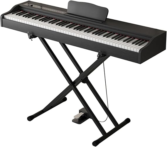Digital Piano With 88 Hammer Action Weighted Keys Support USB-MIDI & Dual Headphones Electronic Piano For Beginners Professional With Music Stand, Sustain Pedal(Black)