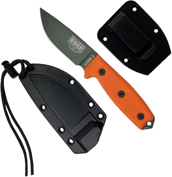 ESEE Knives 3P Fixed Blade Knife with Molded Polymer Sheath