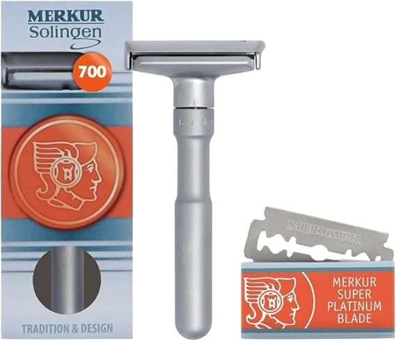 MERKUR Futur 700 Double Edge Razor, Deep Shaving, Sensitive Skin, Angle Adjustment, Razor Gift