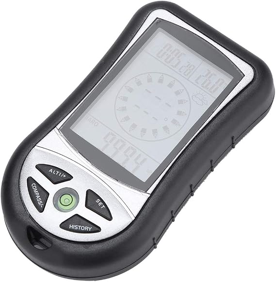 Multi fction Digital Altimeter, Black Digital Compass, Multifction LCD Compass ometer Thermometer for Outdoor Hiking