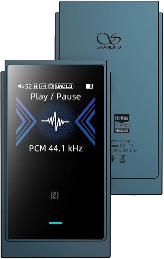 SHANLING UP6 Portable Headphone Amp, Bluetooth5.2 DAC, LDAC/APTX/NFC/CVC8.0 HD Microphone, 1.54inch LCD Screen Music Mode/Game Mode/Car Mode, 4+Hours Playtime (Blue)