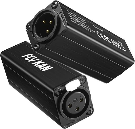 Professional XLR Ground Loop IsolatorAudio Hum Noise Eliminator, Studio/Live Ground Loop Eliminator with Gold-Plated M/FSingle Channel Passive Design reduce Buzz for Pro-Grade Audio(2-Pack)