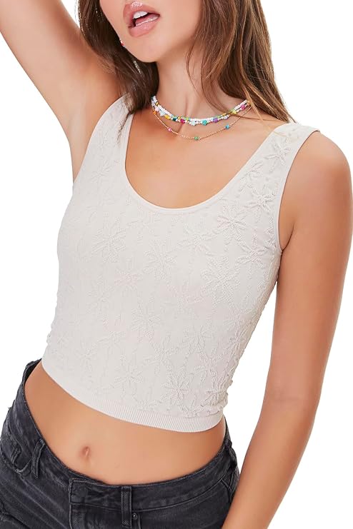 Forever 21 Women's Floral Embroidered Crop Top