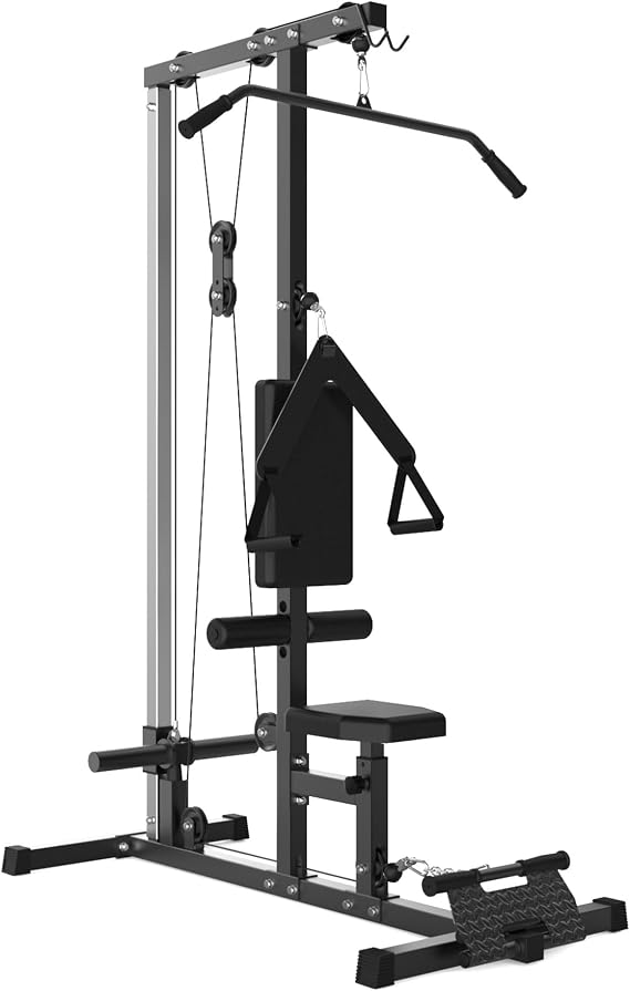 LAT Pull Down Machine,Adjustable Home Gym Cable Station with Dual Pulley System for Body Strength Training