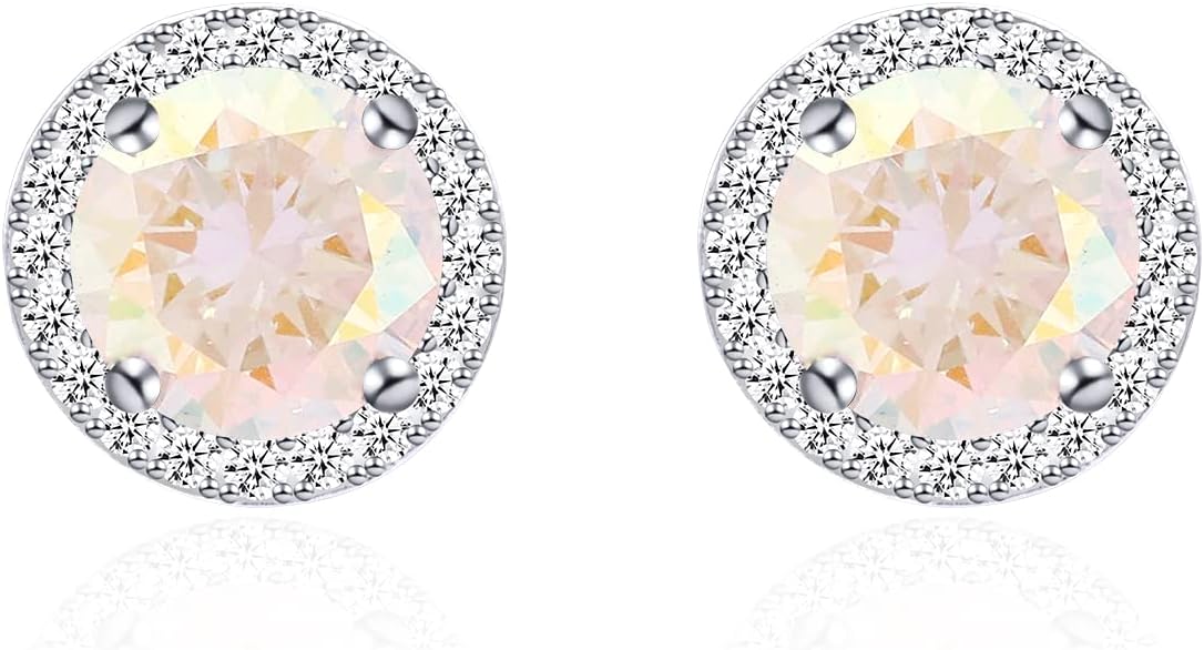 YOQUCOL Bright 8MM,10MM Cubic Zirconia Crystal Stud Earrings Round Pierced Earrings For Women