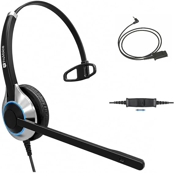 TruVoice HD-500 Premium Single Ear Headset with Noise Canceling Microphone and 2.5mm Cable for Cisco SPA303, SPA502g, SPA504g, SPA508g, SPA509g, SPA514g, SPA525g and Phones with a 2.5mm Jack Port