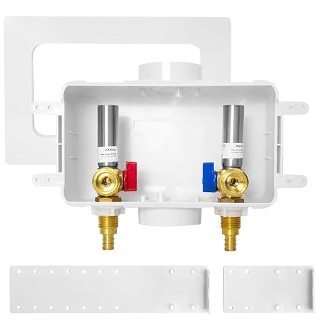 1PC HeSun Washing Machine Outlet Box, 1/2"Crimp PEX Inlet x 3/4"MHT Outlet