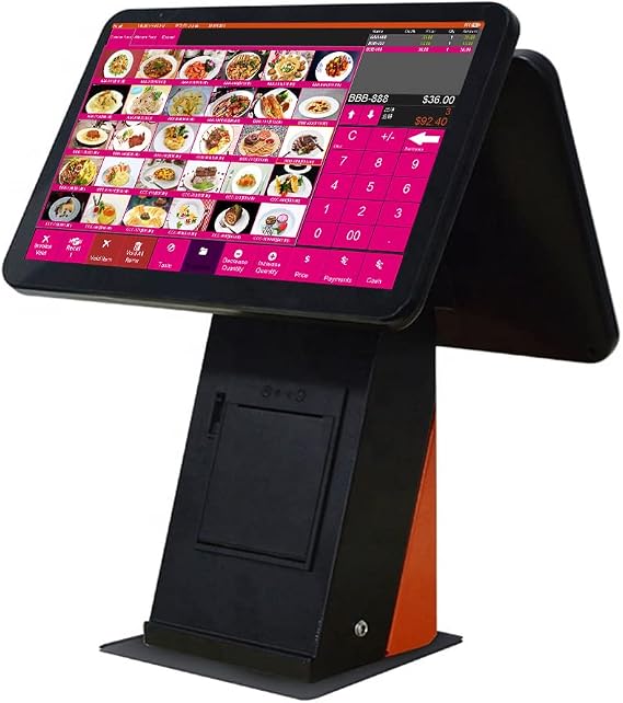 15.6'' Touch Screen Built-in 3 1/8'' Thermal Printer Cash Register POS System for Restaurant&Bars SET01