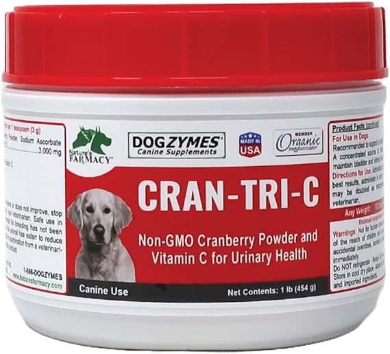 Dogzymes Cran Tri C Urinary Tract Support, Vitamin C Blend, 1418mg per Teaspoon (1 Pound)