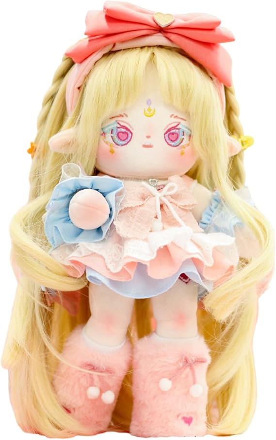 CALEMBOU Plush Doll, 30 cm Cotton Dolls with Skeleton, Soft Anime Plush Dress Up Dolls, Kawaii Stuffed Toys Gift Come with Doll Clothes