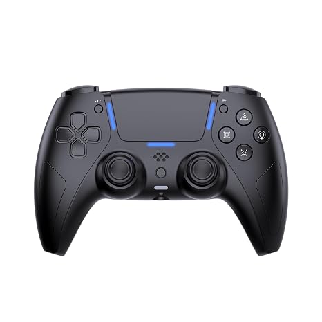 JDDWIN LED Wireless Gaming Controller for PS5/PC/Android/IOS/MAC/Steam Deck,Hall Effect Joystick, Bluetooth, 3.5mm Audio Jack, Dual Vibration, 6-Axis Motion Contro Gamepad with Speaker (Black)