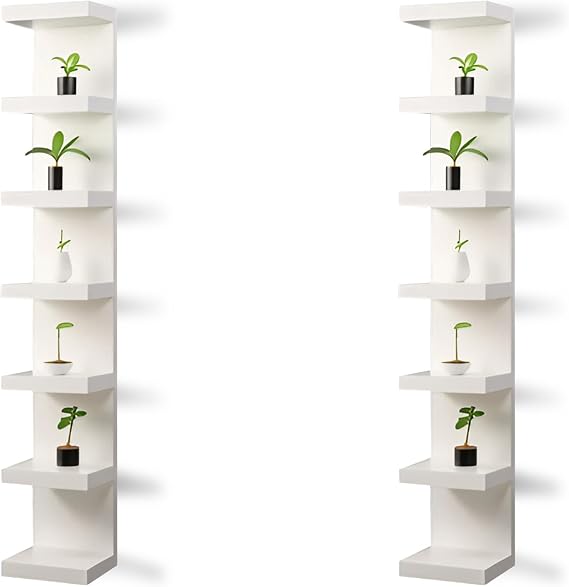 home stuff Wall shelf unit, 11 3/4x74 3/4,Use fixing devices suitable for the walls in your home. (2 x White)