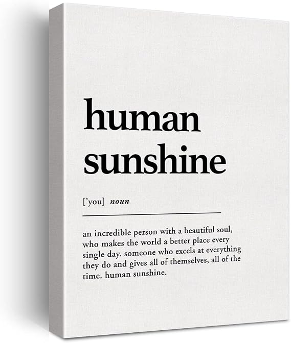 LEXSIVO Human Sunshine Definition Print Canvas Wall Art Home Decor an Incredible Person with a Beautiful Soul Painting 12x15 Canvas Poster Framed Ready to Hang Gifts Anniversary Wedding Gift
