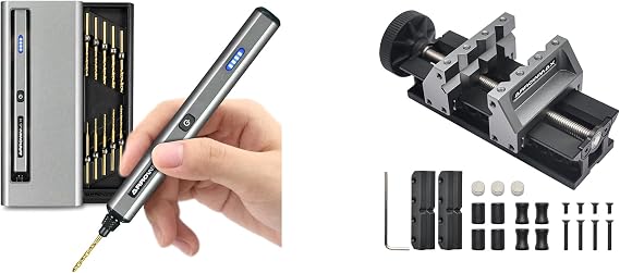AM ARROWMAX Cordless Mini Drill Pen & AM ARROWMAX Precision Double-Ended Mini Bench Vise