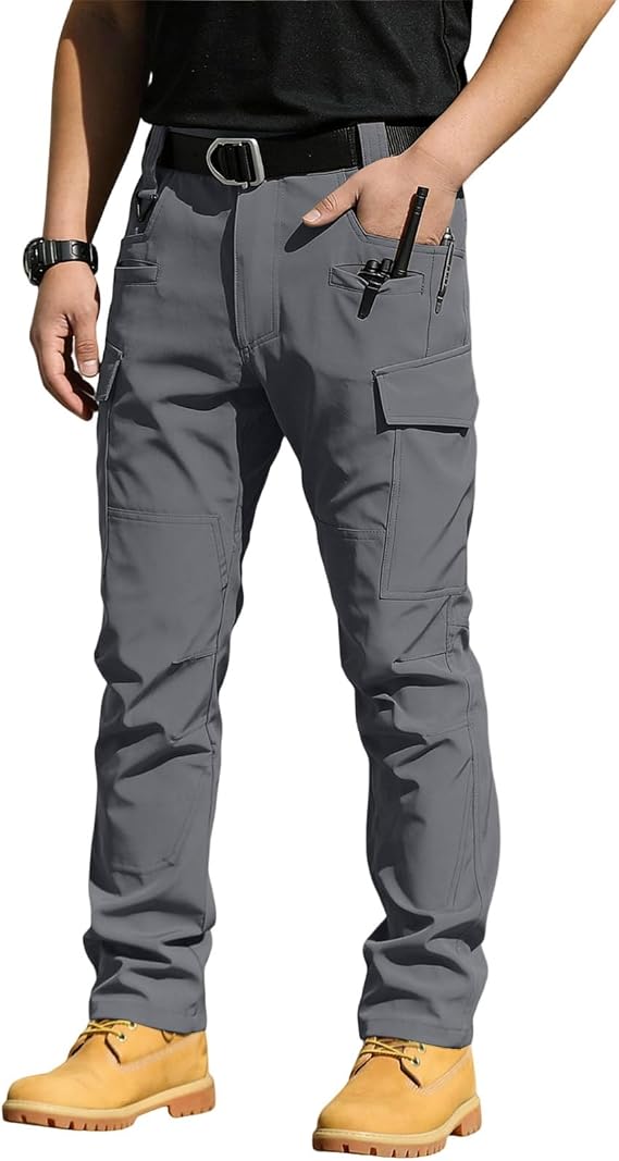 Mens Tactical Cargo Pants Stretch Cargo Travel Work Pant with Multi Pocket Camp Hiking Pants Casual Construction Jeans