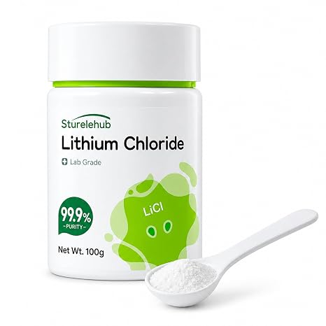 Lithium Chloride Powder, 99.9% Purity 100g, Laboratory Grade, for Chemical Experiment, for Teaching, Lithium Chloride Flame for Baby Gender Reveal