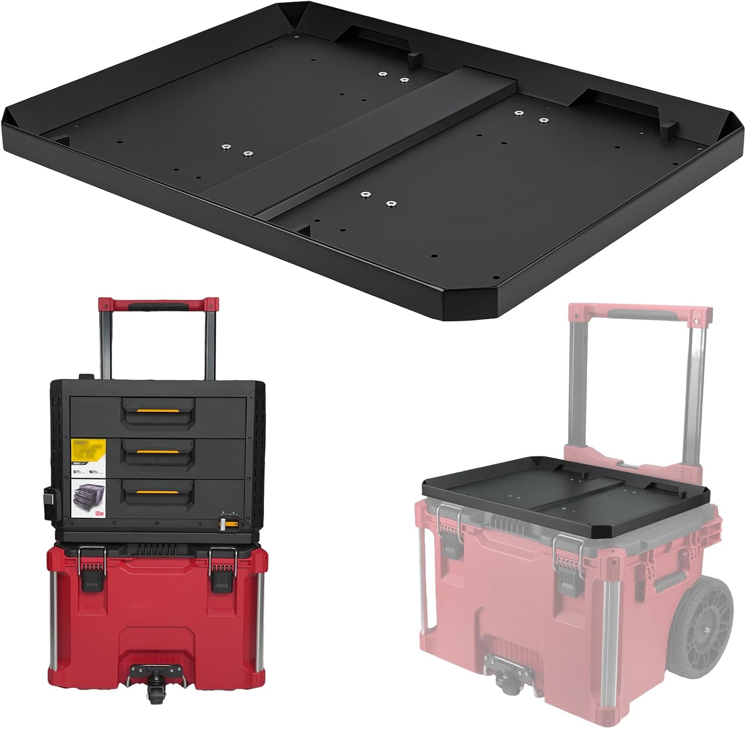 Packout Mounting Base Compatible with ToughBuilt StackTech Toolbox – Slides into fit for Milwaukee Packout Drawer & Rolling Toolbox Surface for Secure Stacking
