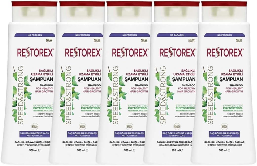 Restorex Sağlıklı Uzama Etkili Saç Dökülmesine Karşı Etkili Şampuan 500ml 5 Adet