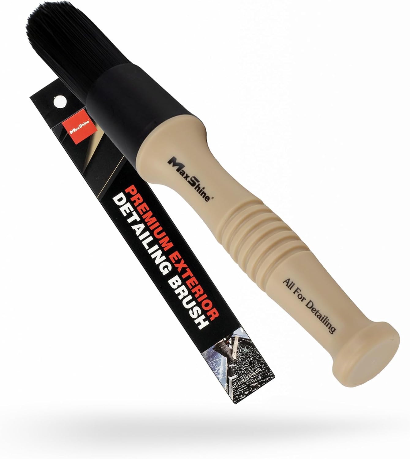 Maxshine Large Off-White Professional Exterior Detailing Brush – Stiff Bristle Wheel & Rim Brush – Heavy-Duty Detailing Tool for Tires, Wheels & Exterior Car Care