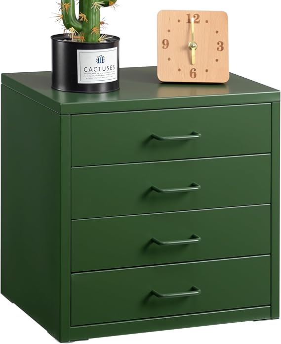 HollyHOME Desktop Drawers Filing Cabinet with 4 Drawers,Organizer Vertical File Cabinets for A4 Letter Size Metal Storage Drawer for Home Office Self-assemble,Green