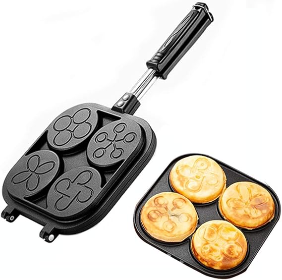 Breakfast Machine Wheel Cake Pan, Non-Stick Coated Mold Egg Burger Maker Home Breakfast and Lunch Machine Automatic Temperature Control