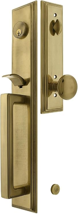 Melrose Style Tubular Handleset in Antique Brass with Providence Knobs and 2 3/8" Backset. Antique Handles.