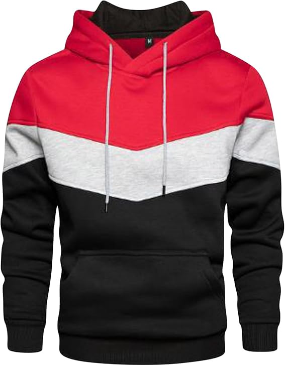 Alalaso Men's Hoodies Sweatshirt with Kangaroo Pocket Novelty Color Block Pullover Hoodies Long Sleeve Hooded Drawstring