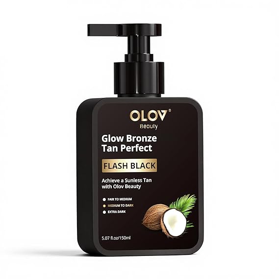 OLOV BEAUTY Self Tanning Lotion -Self Tanner with Shea Butter and Coconut Oil Natural Ingredients for Sensitive Skin Sunless&Moisturising Customisable Medium Dark Fake Tan (5.07 fl oz)