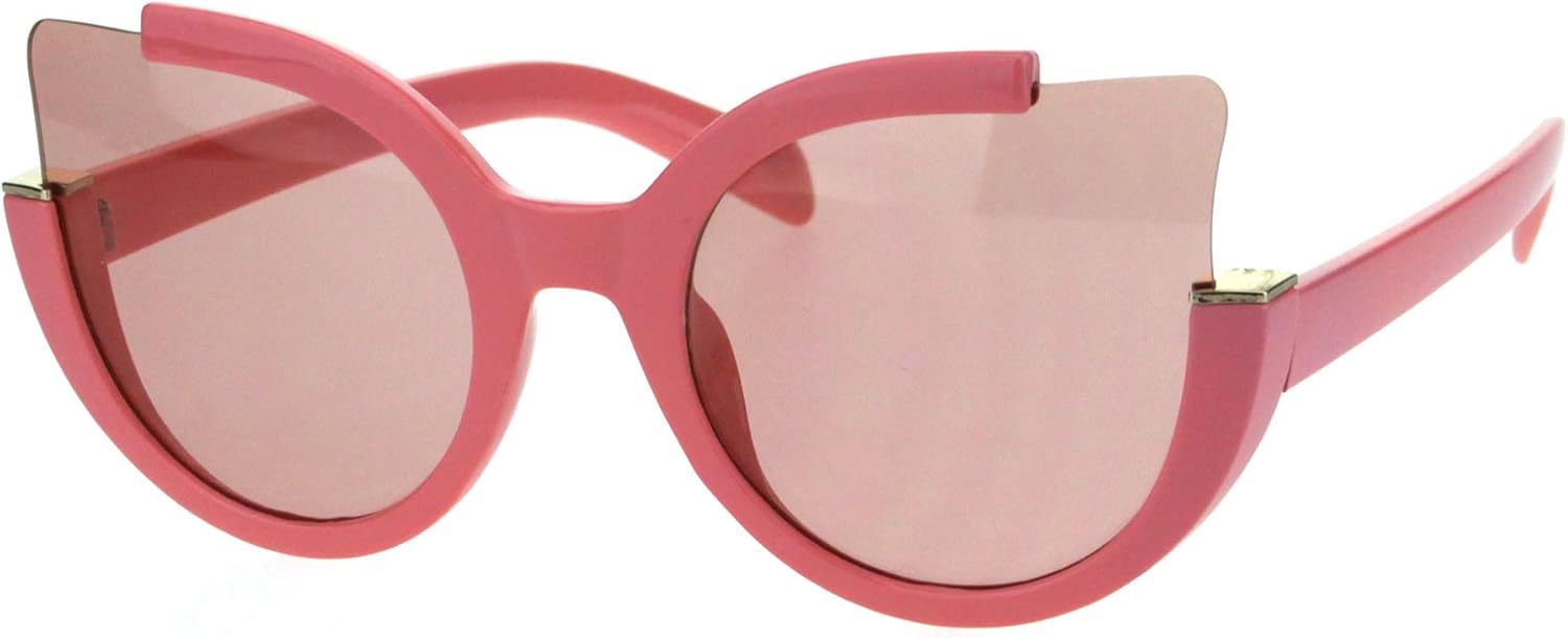 Round Cateye Sunglasses Womens Unique Open Corner Frame UV 400