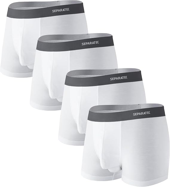 Separatec Mens Underwear Rayon Made from Bamboo Underwear Men, 3.5-Inch Legs Breathable Trunks for Men, 4 Pack