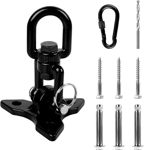 Ceiling Hook Hanging Chair Stainless Steel Heavy Duty Ceiling Mount Swing Hook 360° Swing up to 450 kg Capacity Ceiling Hook Hanging Chair with 3 Screws