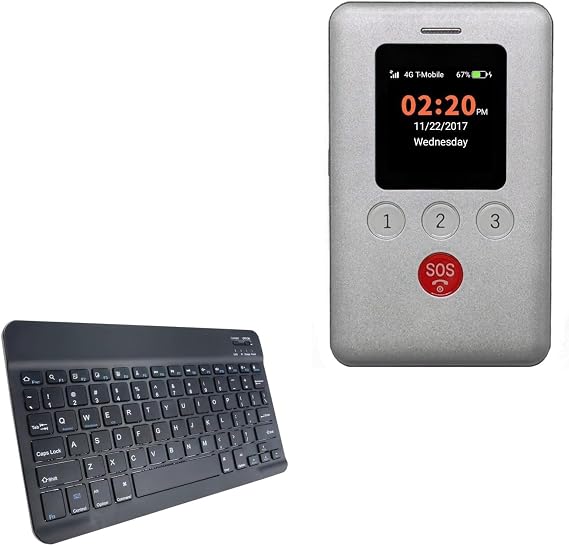 BoxWave Keyboard Compatible with KidsConnect KC2 (4.25 in) - SlimKeys Bluetooth Keyboard, Portable Thin with Chiclet-Style Keys - Jet Black