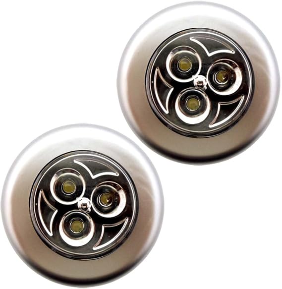 2 Pack Push Light | Push On/Push Off | Large Reflector | 3 Ultra Bright LEDs | Small and Compact Design | Batteries Not Included