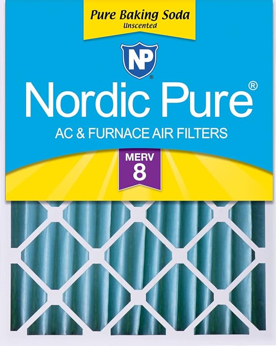 Nordic Pure 20x25x4 MERV 8 Pure Baking Soda AC Furnace Air Filter 1 Pack