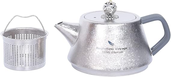 Boundless Voyage Titanium Teapot with Tea Infuser 10.1 fl oz 300 ml, Pure Titanium, 4.9 oz 114 g, Ultra Lightweight, Rust Free, Unbreakable, Convenient to Carry, Compact, Outdoor Activities,