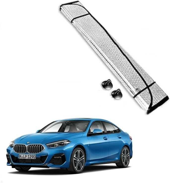 Araba Ön Cam Güneşliği 130x60 cm | Parlak Folyolu Katlanabilir Oto Güneşlik | Alüminyum Yüzeyli Araç Güneşten Koruyucu Perde Branda | Universal Boy Oto Güneşlik
