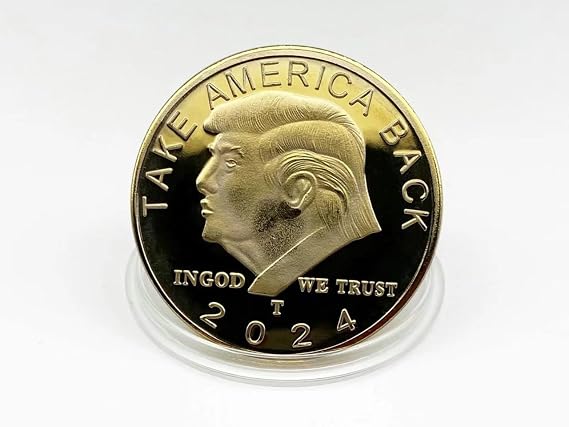 Generic Trump Coin: Commemorative 45th President Tribute - 2024 'Take America Back' Design - Elegantly Crafted with Golden Finish - Collector's Edition with Protective Case, Small