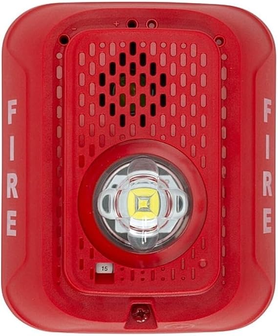 System Sensor P2RLED L-Series Indoor 2-Wire LED Horn Strobe, Wall-Mount, Marked FIRE, Red; Electrically Compatible with Legacy SpectrAlert, SpectrAlert Advance and L-Series Devices