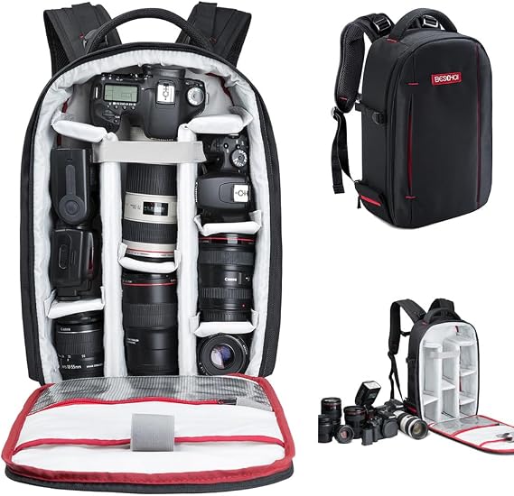 BESCHOI Camera Bag, Camera Backpack for photographers 20L Waterproof Camera Bags for DSLR Camera, Speedlite Flash, Camera Tripod, Laptops, Lens and Accessories