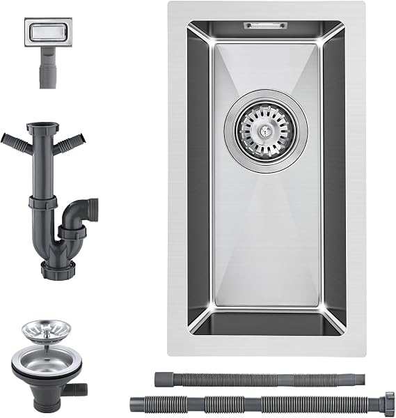 25x45cm Small Kitchen Sink Undermount 1 Bowl, Brushed