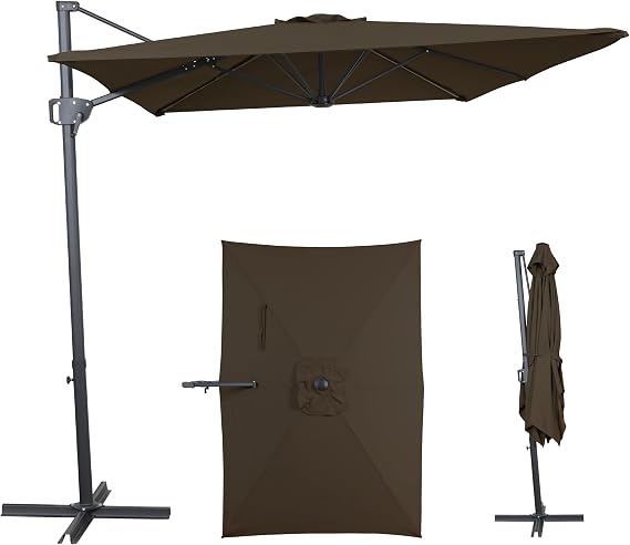 10FT Outdoor Offset Umbrella, Cantilever Patio Umbrella with Infinite Tilt, UV Resistant & Water-Repellent Canopy & Cross Base for Garden, Yard & Deck