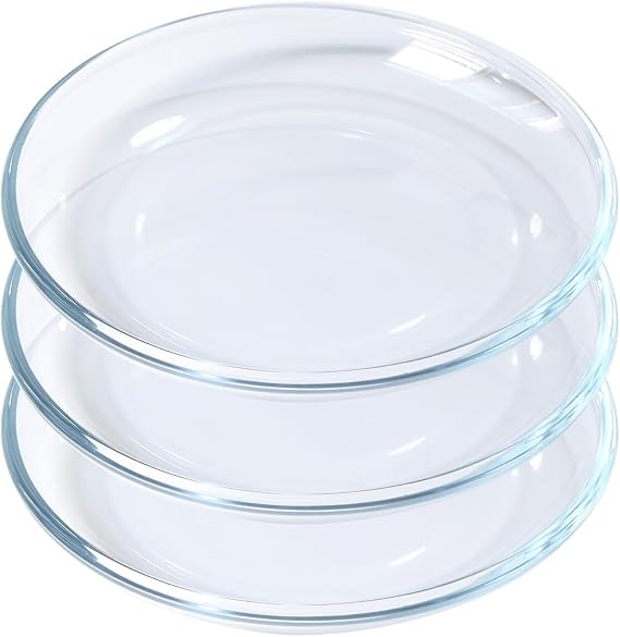 7 Inch Round Tempered Glass Dessert Plates, Small Mini Appetizer, Fruit, Salad and Cake Plates, Set of 3