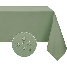 Softalker Outdoor Sage Green Table Cloth Wipe Clean Tablecloth Rectangular 140x200 CM Water Resistant Wipeable Tablecloths Washable Polyester Table Cloths for Picnic Camping Garden Spring,55x78 inch