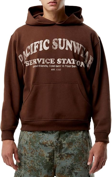 PacSun Men's Service Station Hoodie - Brown size Med