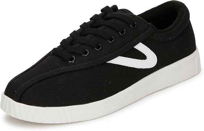 TRETORN Women's Nylite Plus Canvas Sneaker, Black/White, 10 W